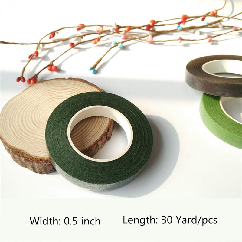 Transun Moo 4 Rolls 1/2 Inch Floral Tapes Florist Wraps for Bouquet Stem and Flowers Making Craft Projects (30 Yards, Dark Green) - Image 2
